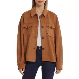 NWOT Bagatelle Collection Faux Suede Brown Jacket Small Button Up Shacket Boho‎